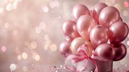 Fototapeta na wymiar Elegant Romance in Luminous Pink and Rose Gold Balloons