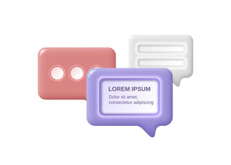 Speech bubble icons in 3D style with backlight. Vector illustration.