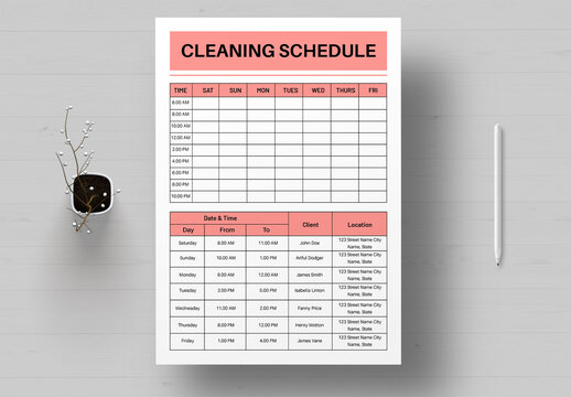 Cleaning Schedule Template