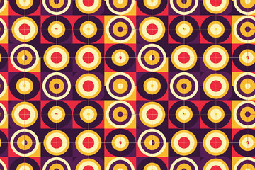 Fototapeta premium Abstract retro targets in bold colors on purple