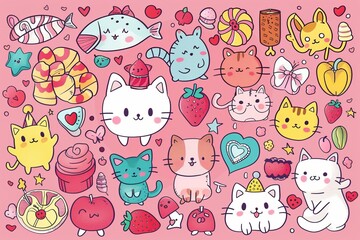 Obraz premium Cute cartoon sea animal themes ready to be used as wallpaper, generative ai