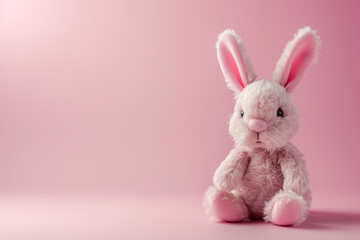 Obraz premium Easter bunny rabbit on pink background. Easter holiday concept.