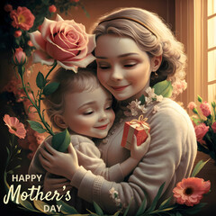 Greeting Card for Happy Mother's Day Generated by Ai