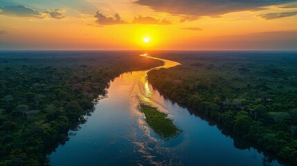 A river with a sunset in the background