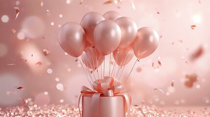 Balloons and Ribbon for a Festive Moment - obrazy, fototapety, plakaty