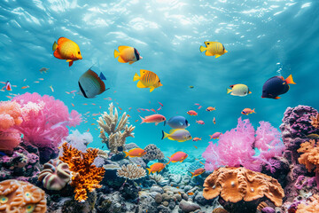 Fototapeta na wymiar A colorful fish swimming in a coral reef