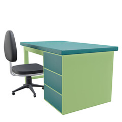 desk set, office 3d icon illustration with transparent background