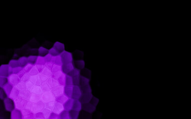 Purple Polygonal Shape on black background. Honeycomb pattern.