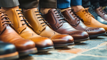 A captivating lineup of sleek mens business shoes, each exuding class and sophistication
