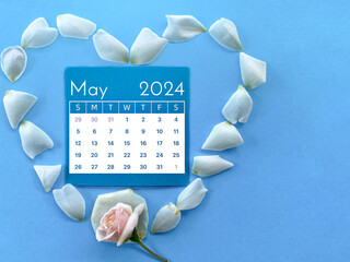 May 2024 calendar date background. Stock photo.