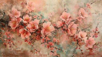 Lovely Spring Blossoms of Pink Peach