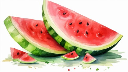 A watercolor painting of a watermelon.
