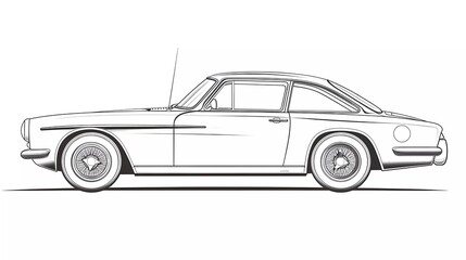 vector hand drawn car line art illustration of side view 