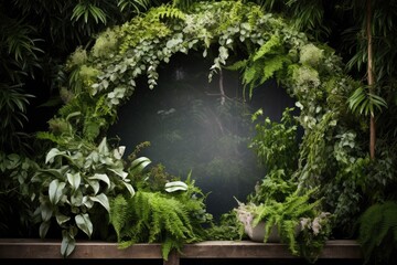 Fototapeta na wymiar Foliage Frame: Use surrounding foliage to frame the garden decor.