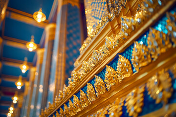 Detail of golden pattern of Wat Phra Kaew in Bangkok, Thailand