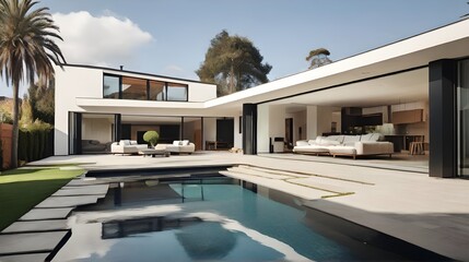 Fototapeta premium luxury modern home design with swimming pool.