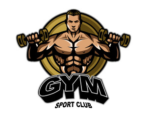 Fitness club. Gym bodybuilding logo. Sports vector