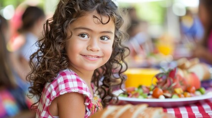 Children joyfully savoring fresh food aromas and having fun at a delightful picnic