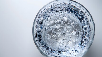 top view for a glass water on a white background