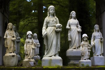 Obraz premium Family of Statues: Photograph a collection of statues as a family.