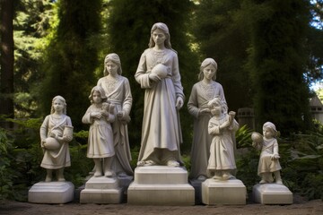 Obraz premium Family of Statues: Photograph a collection of statues as a family.