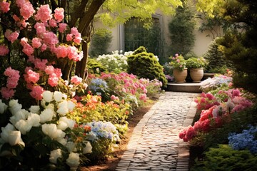 In Bloom: Capture the garden decor surrounded by blooming flowers.