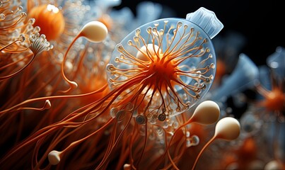 Close Up of Orange and White Sea Anemone