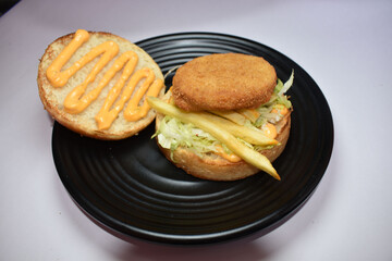 Cheese Burger at fast food center at Pune India