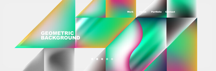 A vibrant geometric background featuring colorful triangles in magenta and electric blue hues on a white canvas, creating a visually striking and dynamic art pattern