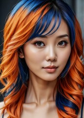 Woman with colorful hair 