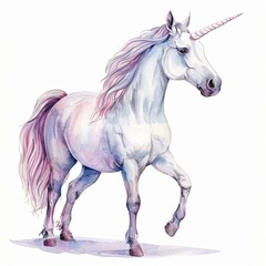 Obraz na płótnie Canvas Watercolor painting of a unicorn isolated on white background