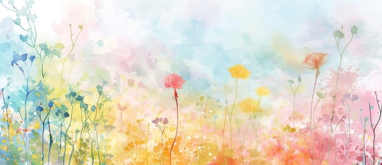 Obraz na płótnie Canvas Abstract watercolor background with colorful wildflowers