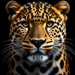 Obraz premium Leopard portrait in front of a black background - 3d render