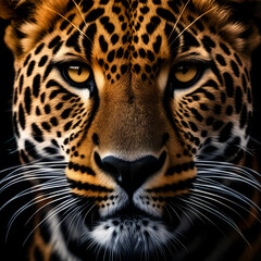 Leopard portrait in front of a black background - 3d render