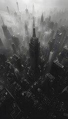 Contemporary style minimalist artwork poster collage illustration NY city of America city grafic b&w style