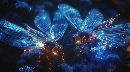 background with butterfly, illuminating creatures 