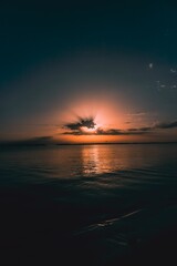 Scenic view of a beautiful sunset on the ocean horizon