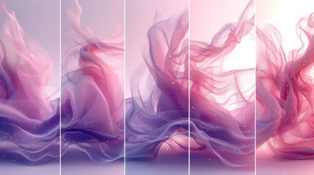 A series of images of a pink and purple fabric with a lot of sparkles