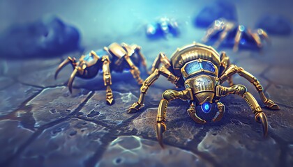 Fototapeta premium A colony of genetically modified ants, their strength enhanced by microscopic exoskeletons, constructed a sturdy habitat module using materials harvested from asteroids, their collective labor proving