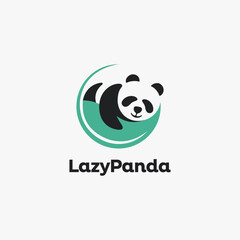 Sleepy Panda logo, lazy panda logo icon vector template on white background © DOMHOUZE