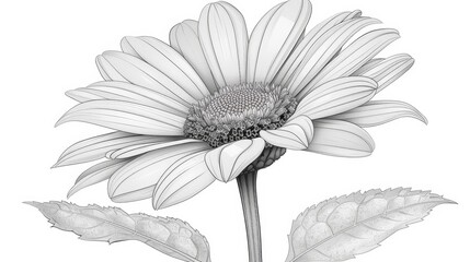 Flowers: A daisy, with its simple, cheerful petals and center, perfect for young colorists - obrazy, fototapety, plakaty