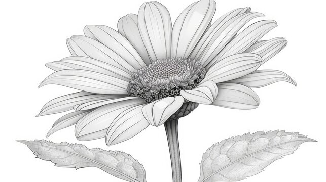 Flowers: A daisy, with its simple, cheerful petals and center, perfect for young colorists