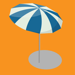 white blue beach umbrella vector illustration
