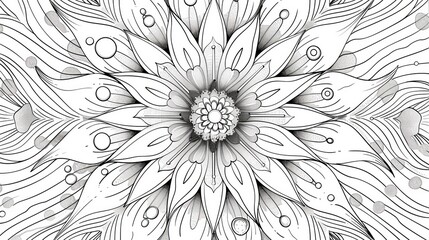 Mandala: A coloring book page featuring a mandala design with a water theme