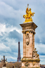 Fototapeta na wymiar Alexander III Bridge. Fabulous, magnificent Paris in early spring.