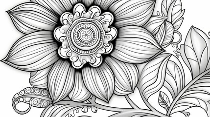 Paisley: A coloring book illustration of a paisley flower