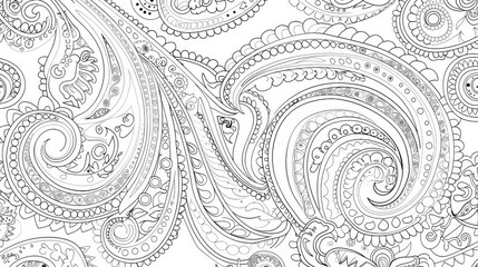Paisley: A coloring book page featuring a paisley pattern