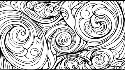 Fototapeta premium Patterns: A coloring book page featuring an abstract swirl pattern
