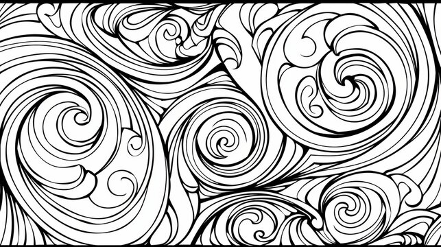 Patterns: A coloring book page featuring an abstract swirl pattern