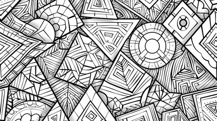 Obraz premium Patterns (seamless): A coloring book page with a seamless geometric pattern